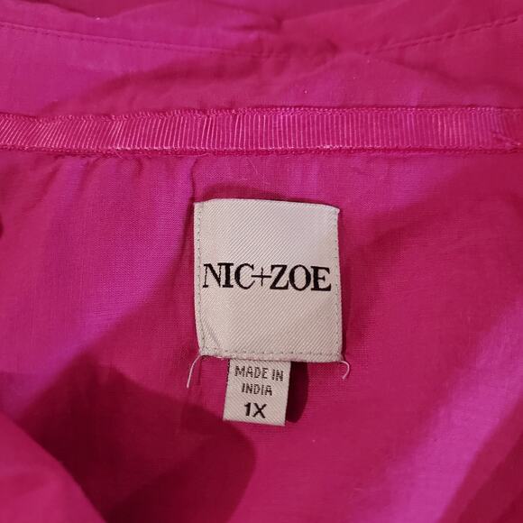 Nic+Zoe Cotton Button Up Blouse Shirt Womens Plus Size 1X Hot Pink Poplin Career - Picture 7 of 10